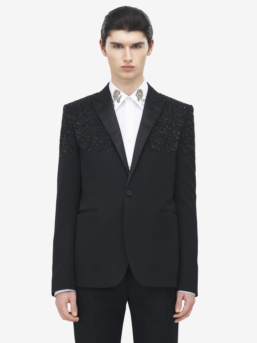ALEXANDER MCQUEEN - Jet Embroidery Tuxedo Jacket - Item 838577QVAAA1000
